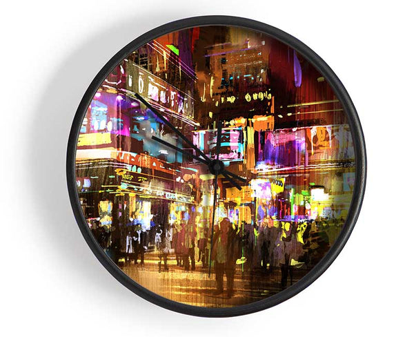 The Busy Nightlife Of New York Clock - Wallart-Direct UK