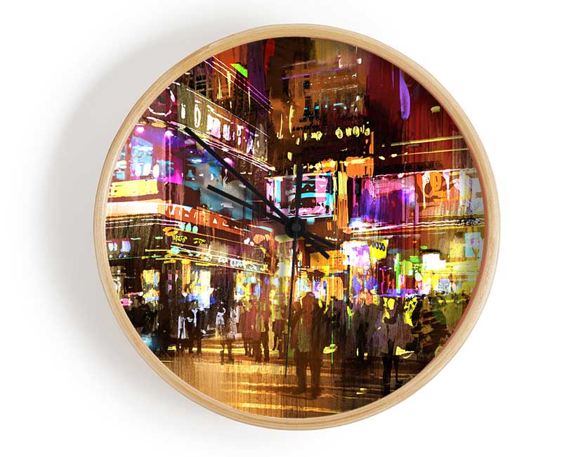 The Busy Nightlife Of New York Clock - Wallart-Direct UK