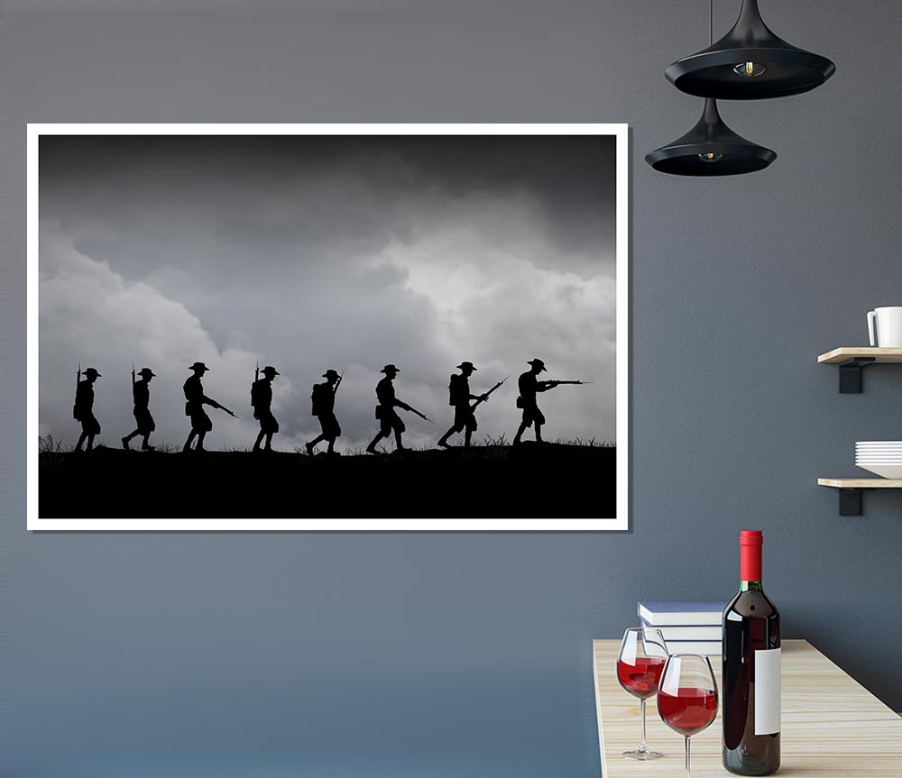 The Troops Silhouette Print Poster Wall Art