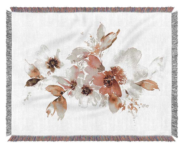 Blush Pink Flowers Woven Blanket