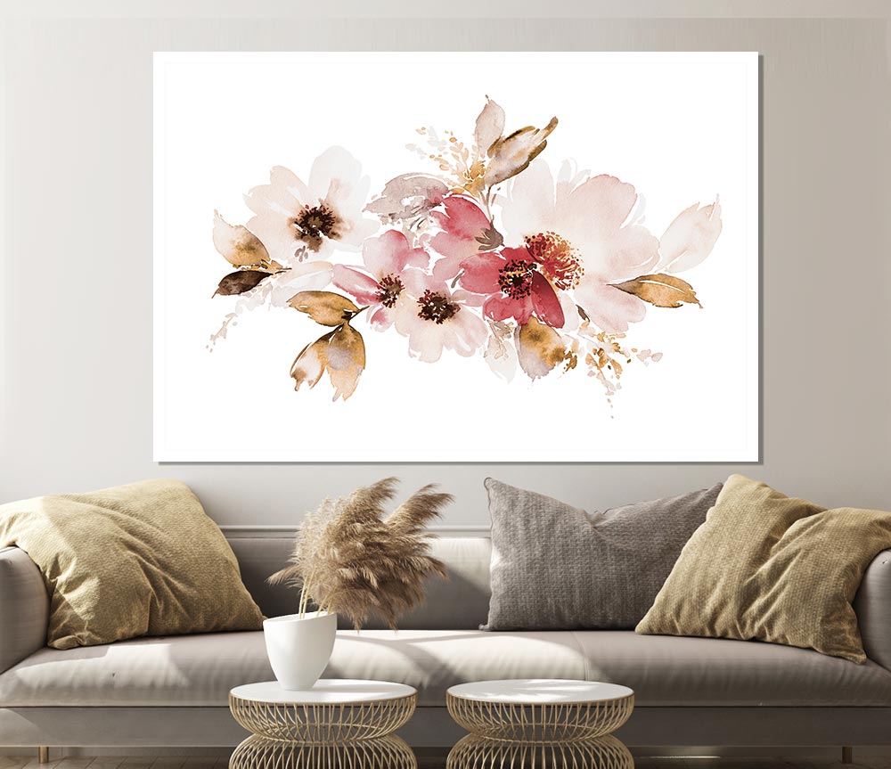 Blush Pink Flowers Print Poster Wall Art