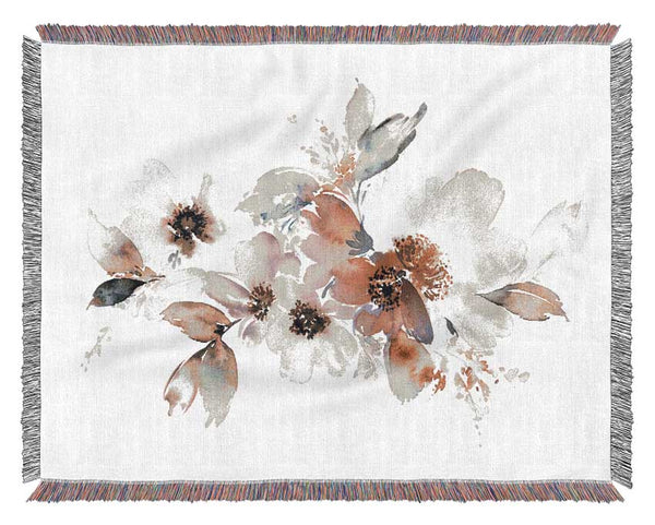 Blush Peach Flowers Woven Blanket