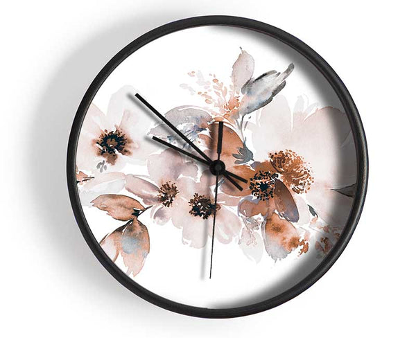 Blush Peach Flowers Clock - Wallart-Direct UK