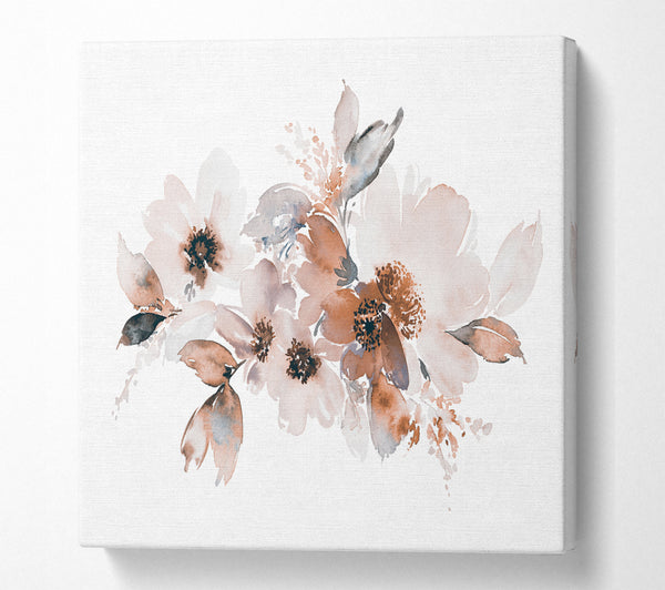 A Square Canvas Print Showing Blush Peach Flowers Square Wall Art