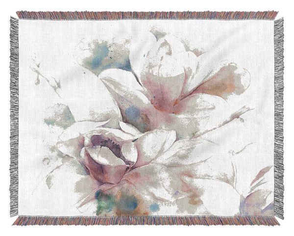 Subtle Sketched Flowers Woven Blanket