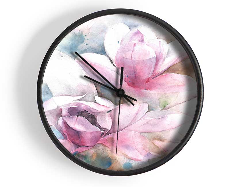 Subtle Sketched Flowers Clock - Wallart-Direct UK