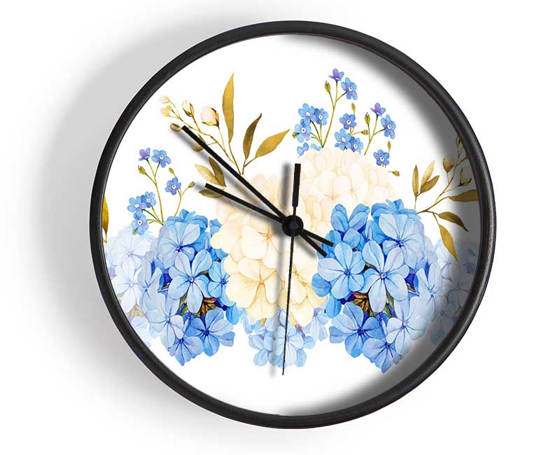 Blue And Beige Carnations Clock - Wallart-Direct UK