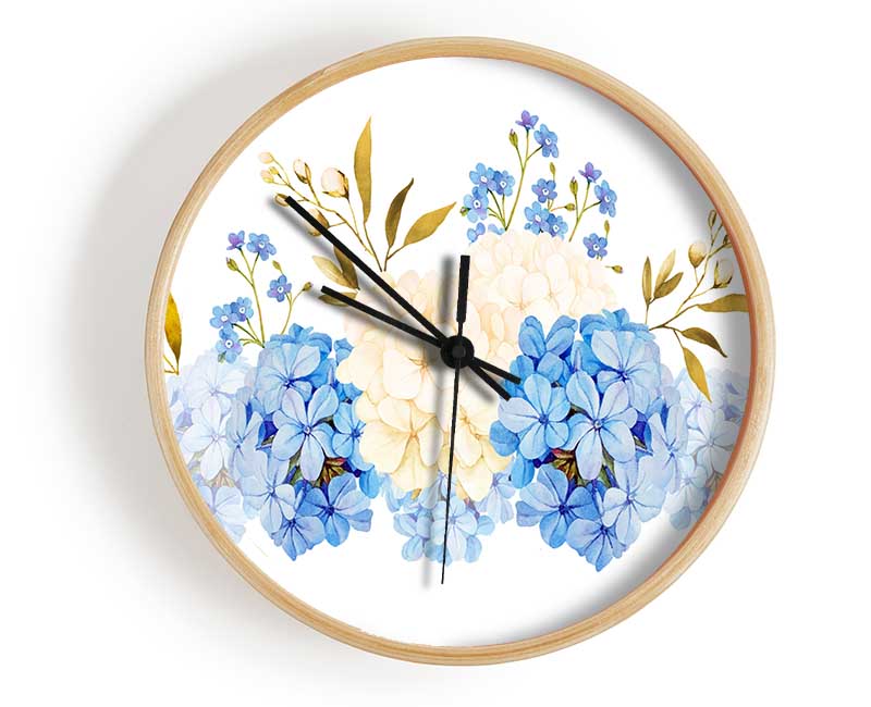 Blue And Beige Carnations Clock - Wallart-Direct UK