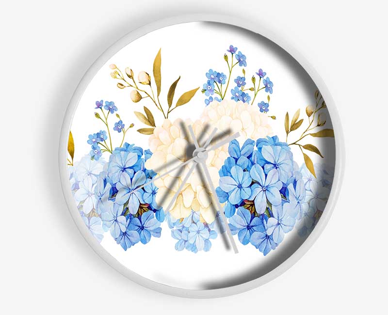 Blue And Beige Carnations Clock - Wallart-Direct UK