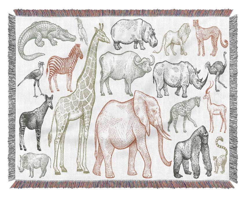 The Animal Kingdom Sketch Woven Blanket