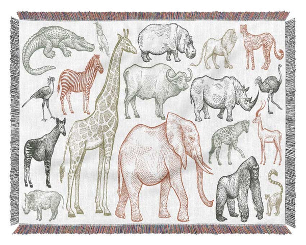 The Animal Kingdom Sketch Woven Blanket