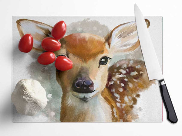 Watercolour Pretty Deer Glass Chopping Board