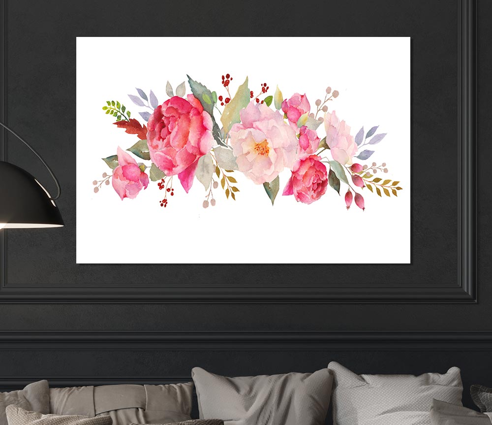 Bouquet Of Pink And Peach Flowers Print Poster Wall Art