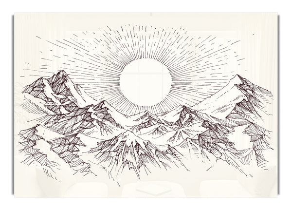 Sun Above The Snowy Mountain Peak