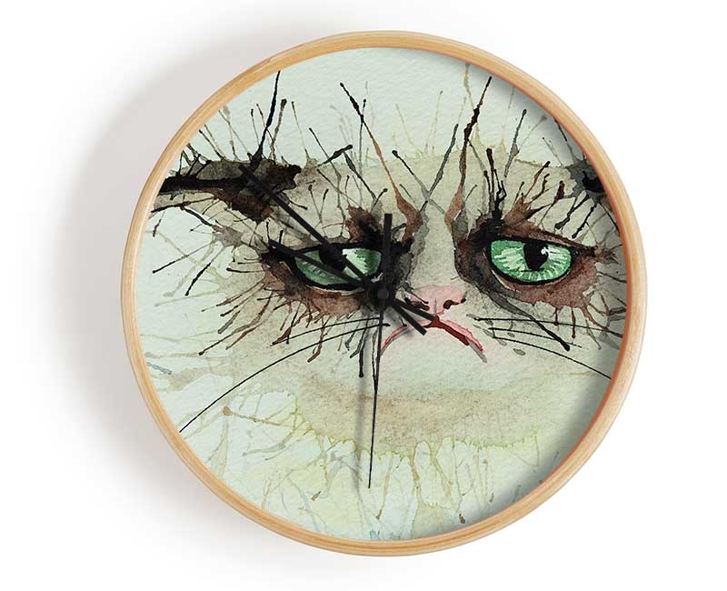 Grumpy Cat Watercolour Splat Clock - Wallart-Direct UK