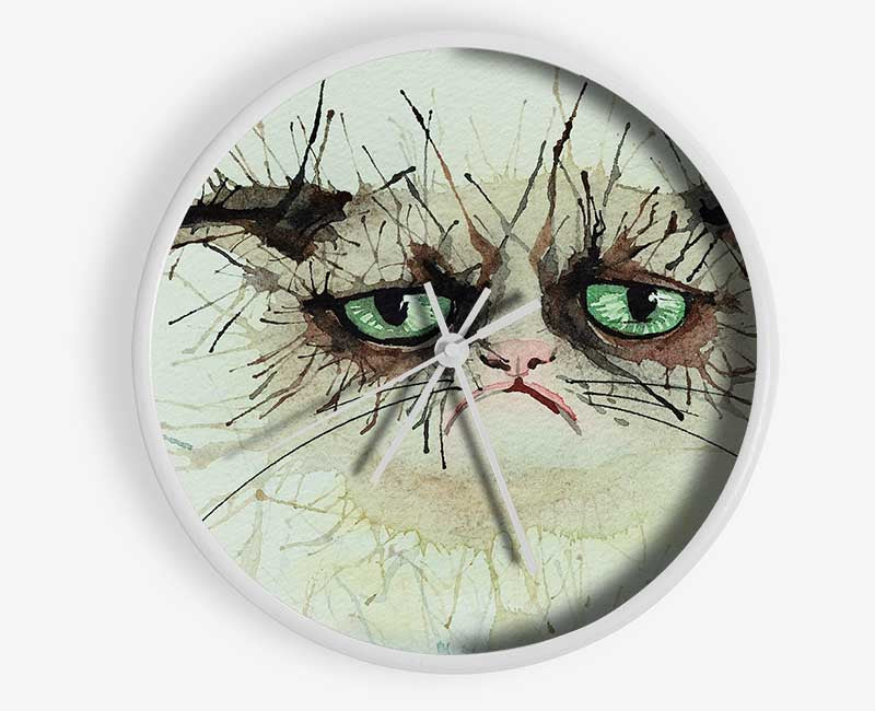 Grumpy Cat Watercolour Splat Clock - Wallart-Direct UK