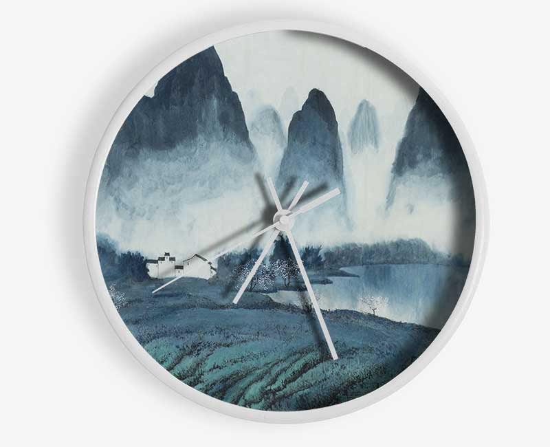 Tall Rock Mountain Mist Clock - Wallart-Direct UK