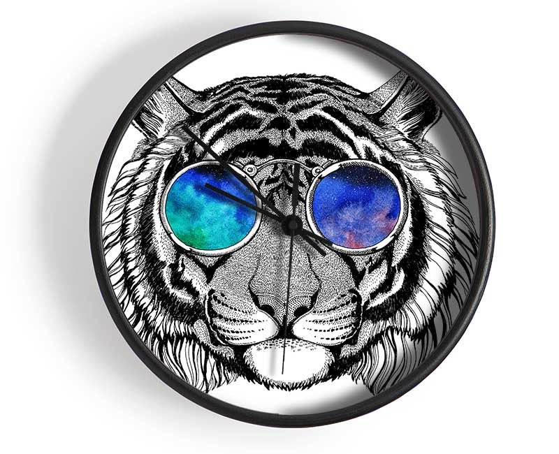 Glasses On A Tiger Hipster Clock - Wallart-Direct UK