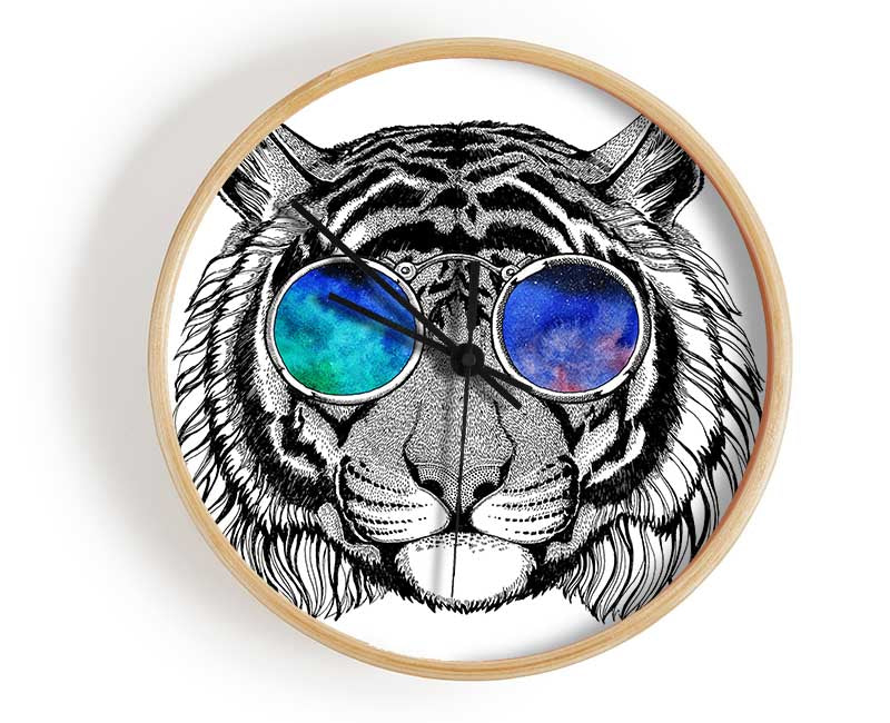 Glasses On A Tiger Hipster Clock - Wallart-Direct UK