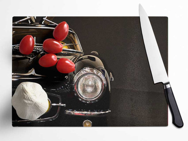 Classic Car Headlight Black Glass Chopping Board