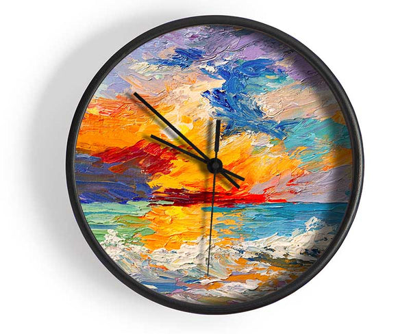 Stunning Sunset Explosion Clock - Wallart-Direct UK