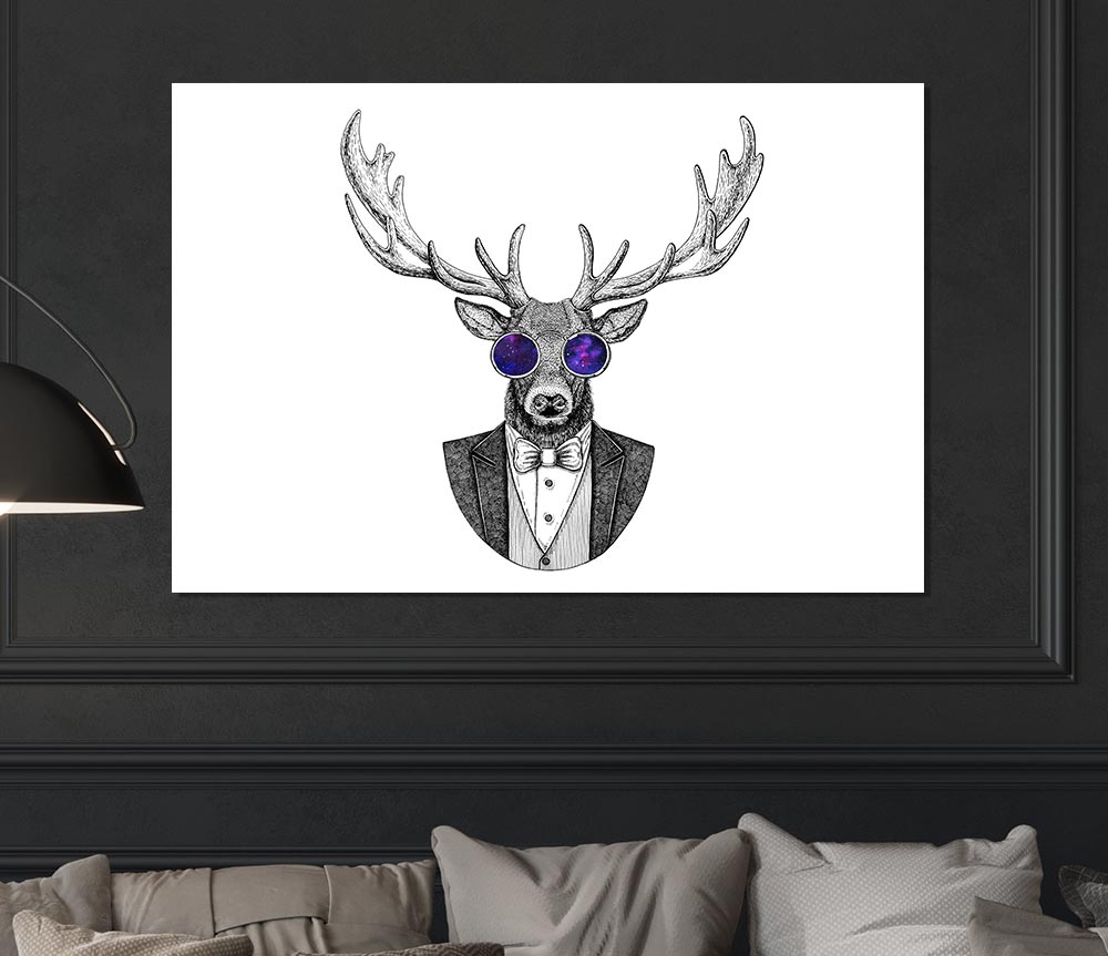 Glasses Deer Print Poster Wall Art