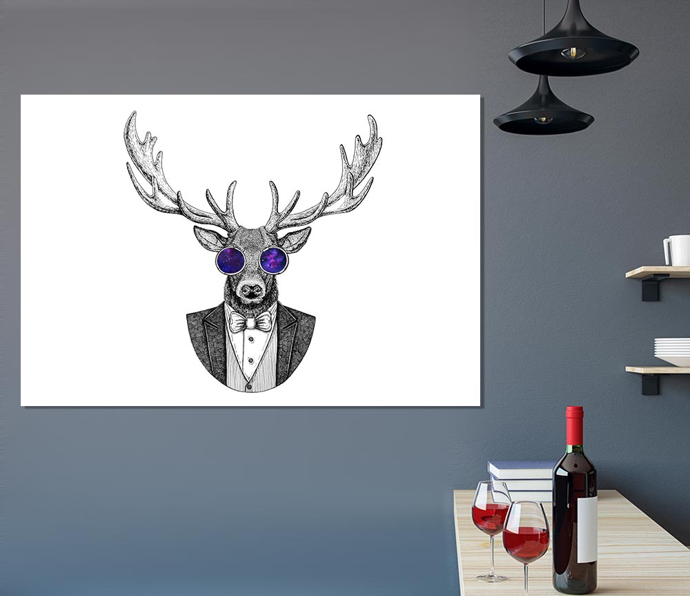 Glasses Deer Print Poster Wall Art