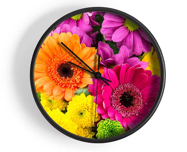 Gerbera Flower Mix Clock - Wallart-Direct UK