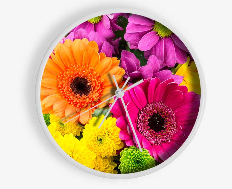 Gerbera Flower Mix Clock - Wallart-Direct UK