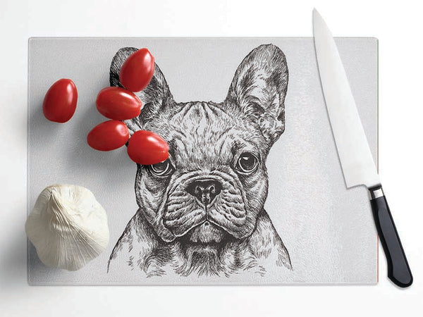 French Bulldog Sketch Glass Chopping Board