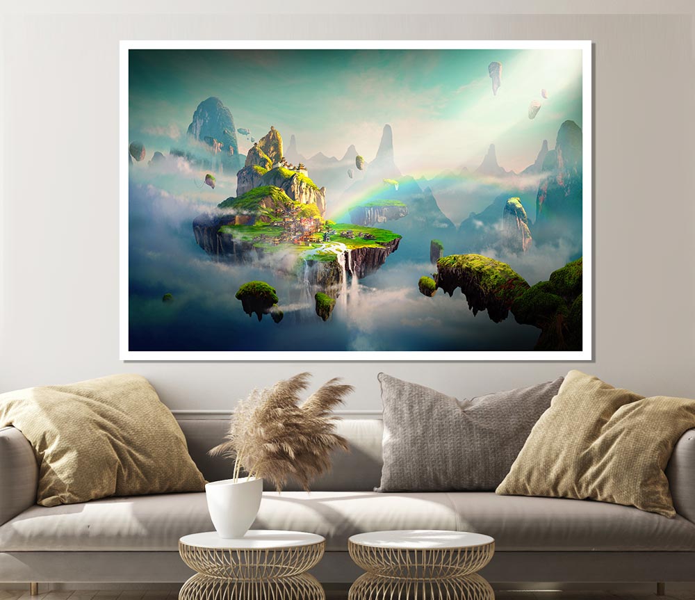 Floating City Paradise Print Poster Wall Art