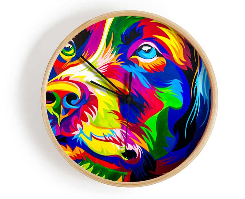 The Stunning Colourful Dog Clock - Wallart-Direct UK