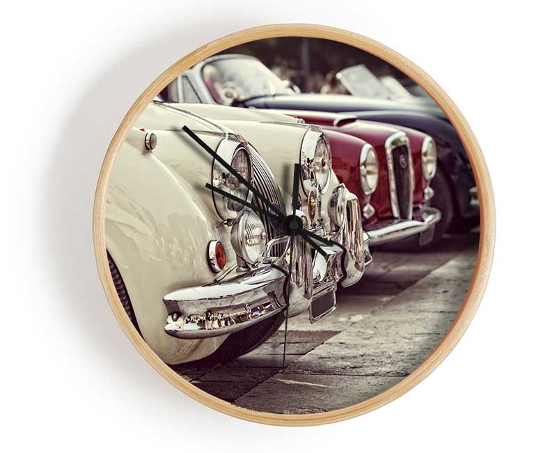 Classic Cars In A Row Clock - Wallart-Direct UK