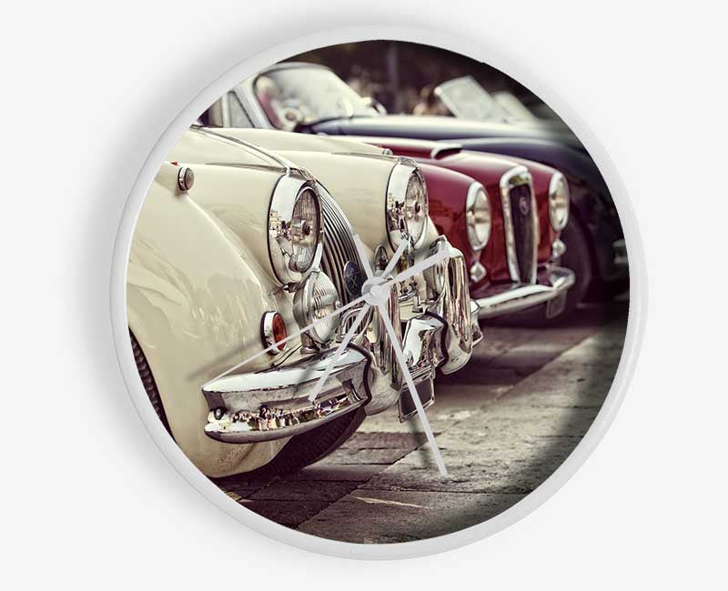 Classic Cars In A Row Clock - Wallart-Direct UK