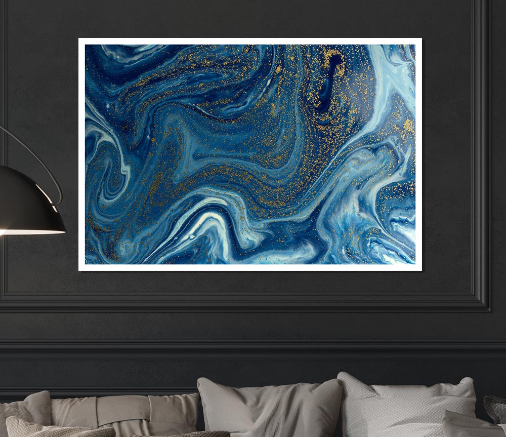 Blue Glitter Flow Print Poster Wall Art