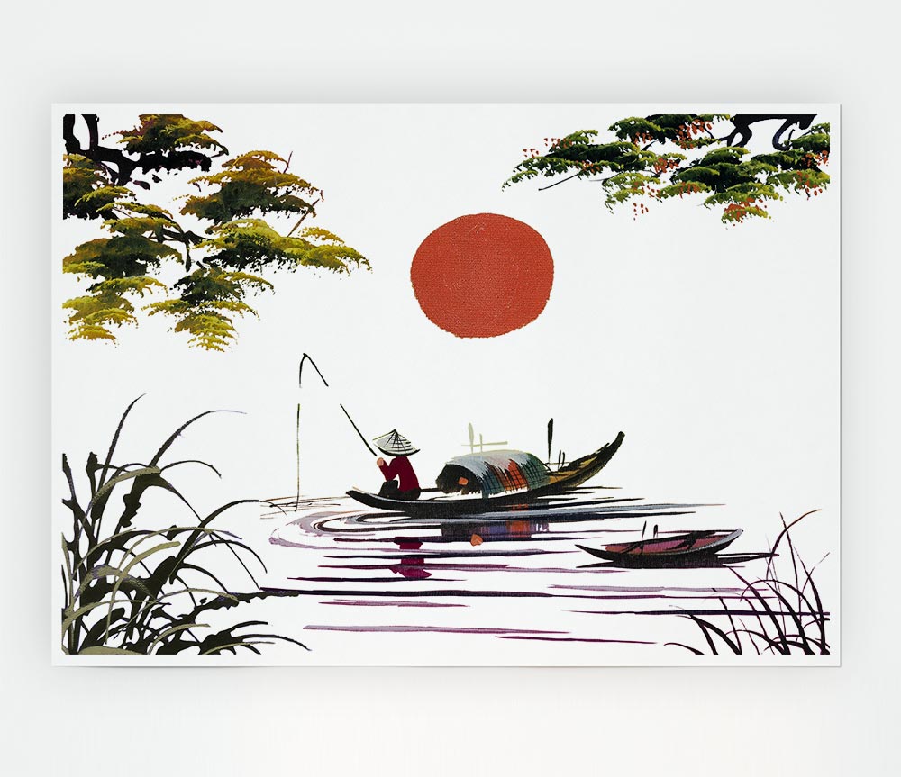 The Japanese Sun Fisherman Print Poster Wall Art