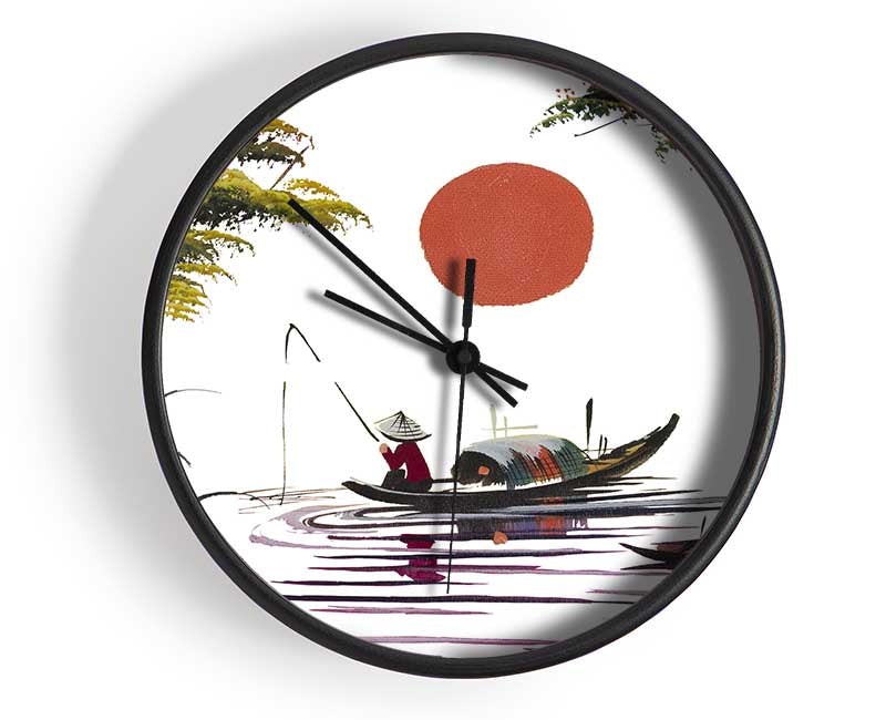 The Japanese Sun Fisherman Clock - Wallart-Direct UK