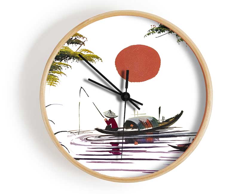 The Japanese Sun Fisherman Clock - Wallart-Direct UK