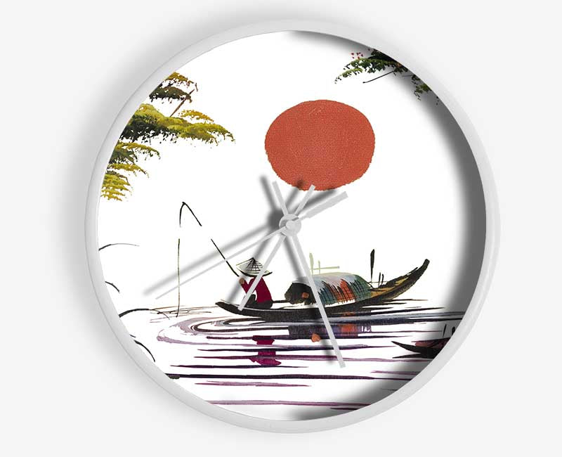 The Japanese Sun Fisherman Clock - Wallart-Direct UK