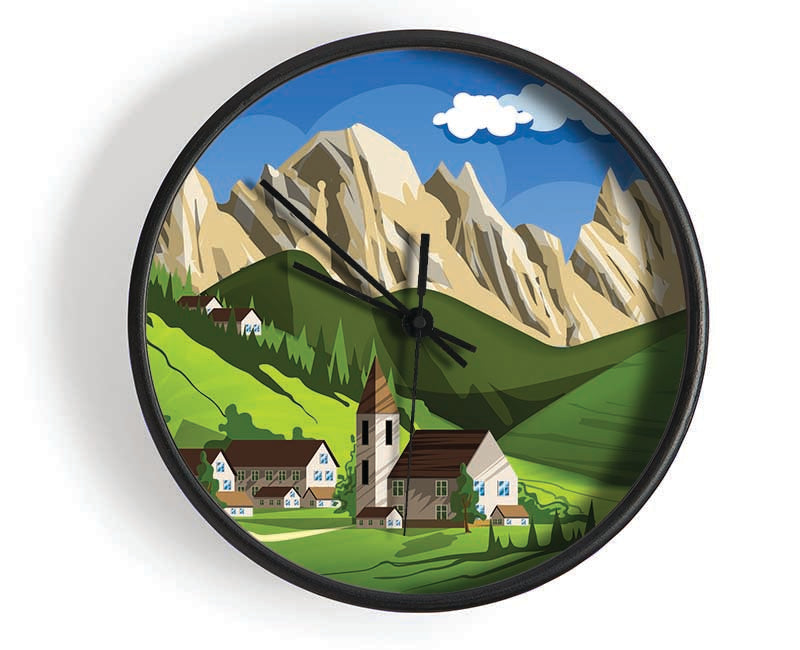 Village In Sweden Clock - Wallart-Direct UK