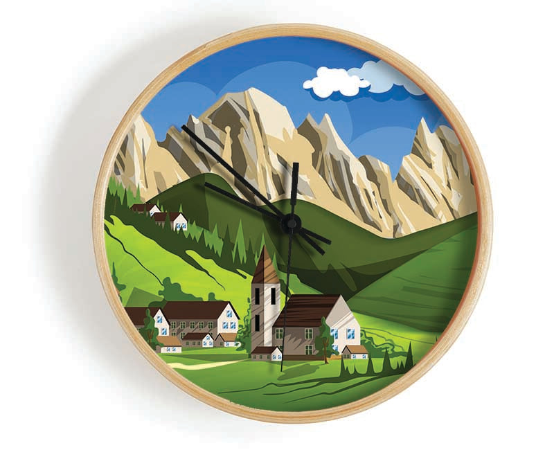 Village In Sweden Clock - Wallart-Direct UK