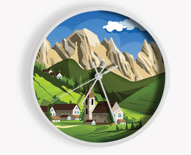 Village In Sweden Clock - Wallart-Direct UK