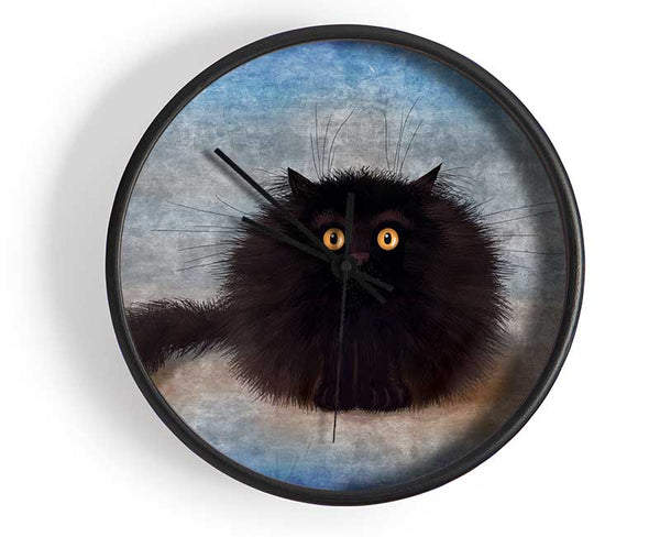 Black Fuzzy Cat Clock - Wallart-Direct UK