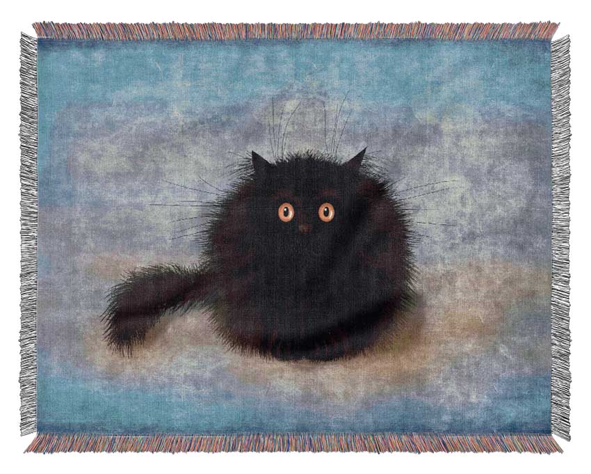 Black Fuzzy Cat Woven Blanket