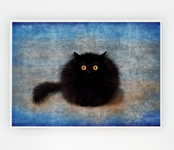 Black Fuzzy Cat Print Poster Wall Art