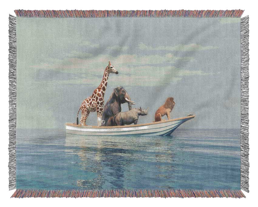 Animal Kingdom Boat Ride Woven Blanket