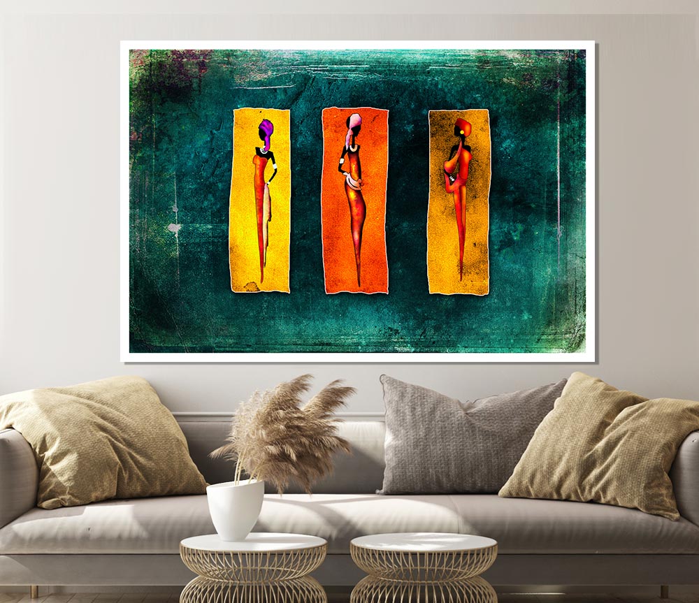 Three Traditional African Print Poster Wall Art