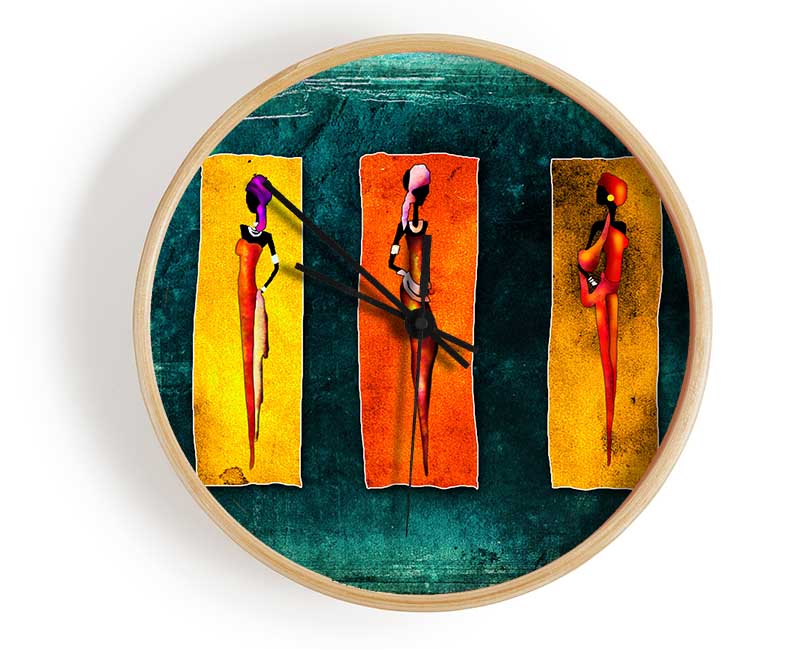 Three Traditional African Clock - Wallart-Direct UK