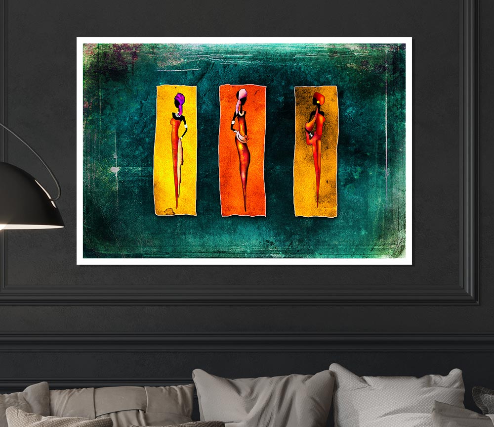 Three Traditional African Print Poster Wall Art