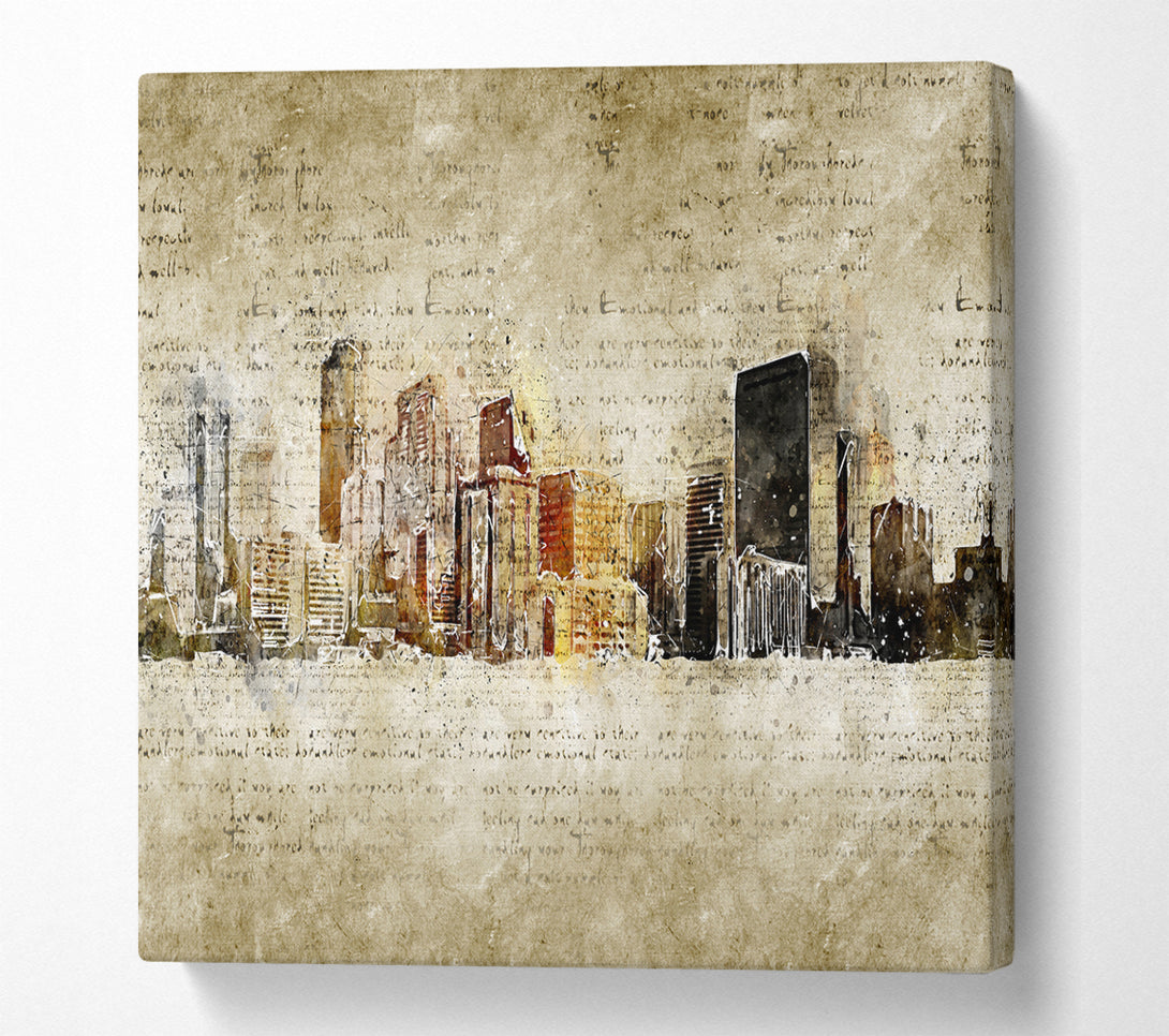 A Square Canvas Print Showing Manuscript Brooklyn Square Wall Art